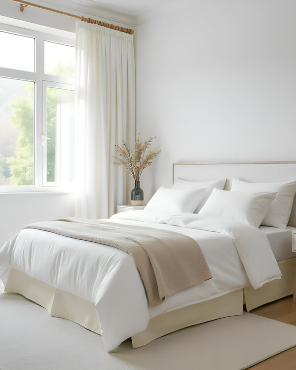 Neatflair Pleated Bed Skirt- 1 Piece, Ivory-Bed Skirts-Shreem Linen-Slumber Sphere