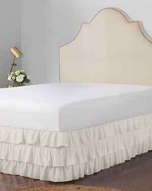 GraceLoom Tiered Ruffle Bed Skirt, Ivory-Bed Skirts-Shreem Linen-Slumber Sphere