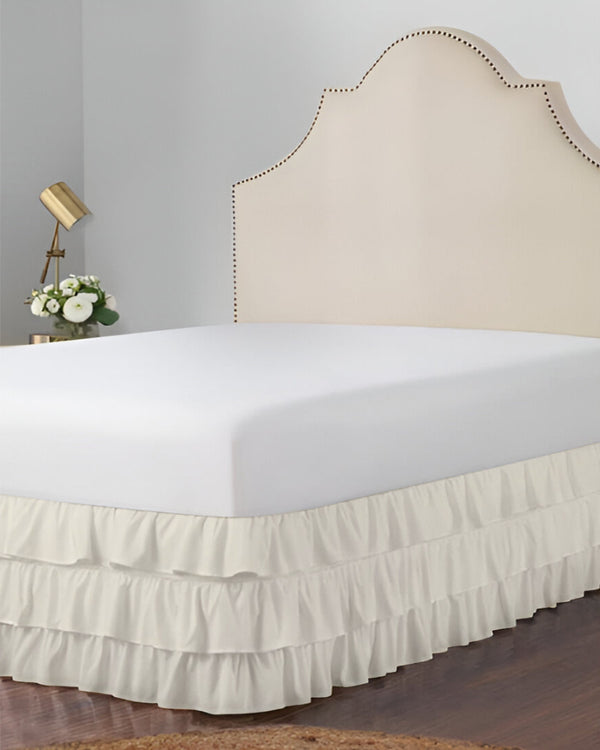 GraceLoom Tiered Ruffle Bed Skirt, Ivory-Bed Skirts-Shreem Linen-Slumber Sphere
