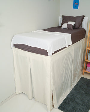 SmartPleat – Microfiber 1 Piece Pleated Dorm Bed Skirt - Ivory-Bed Skirts-Shreem Linen-Slumber Sphere