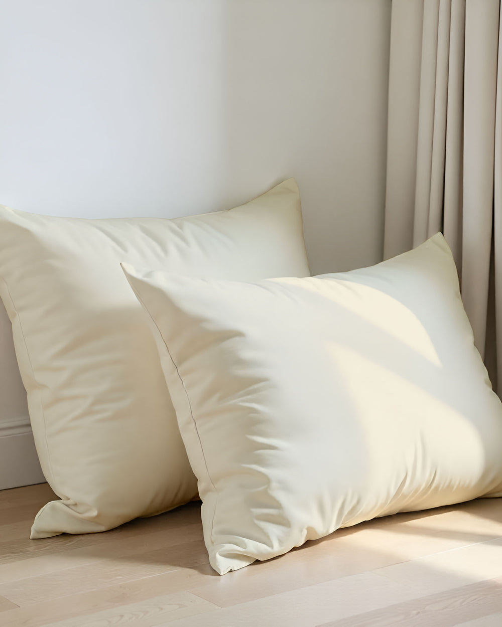 CloudCotton - Set of 2 Piece Pillow Cover with Elegant & Silky Feel in Ivory-Pillowcases-Cottingon -Slumber Sphere