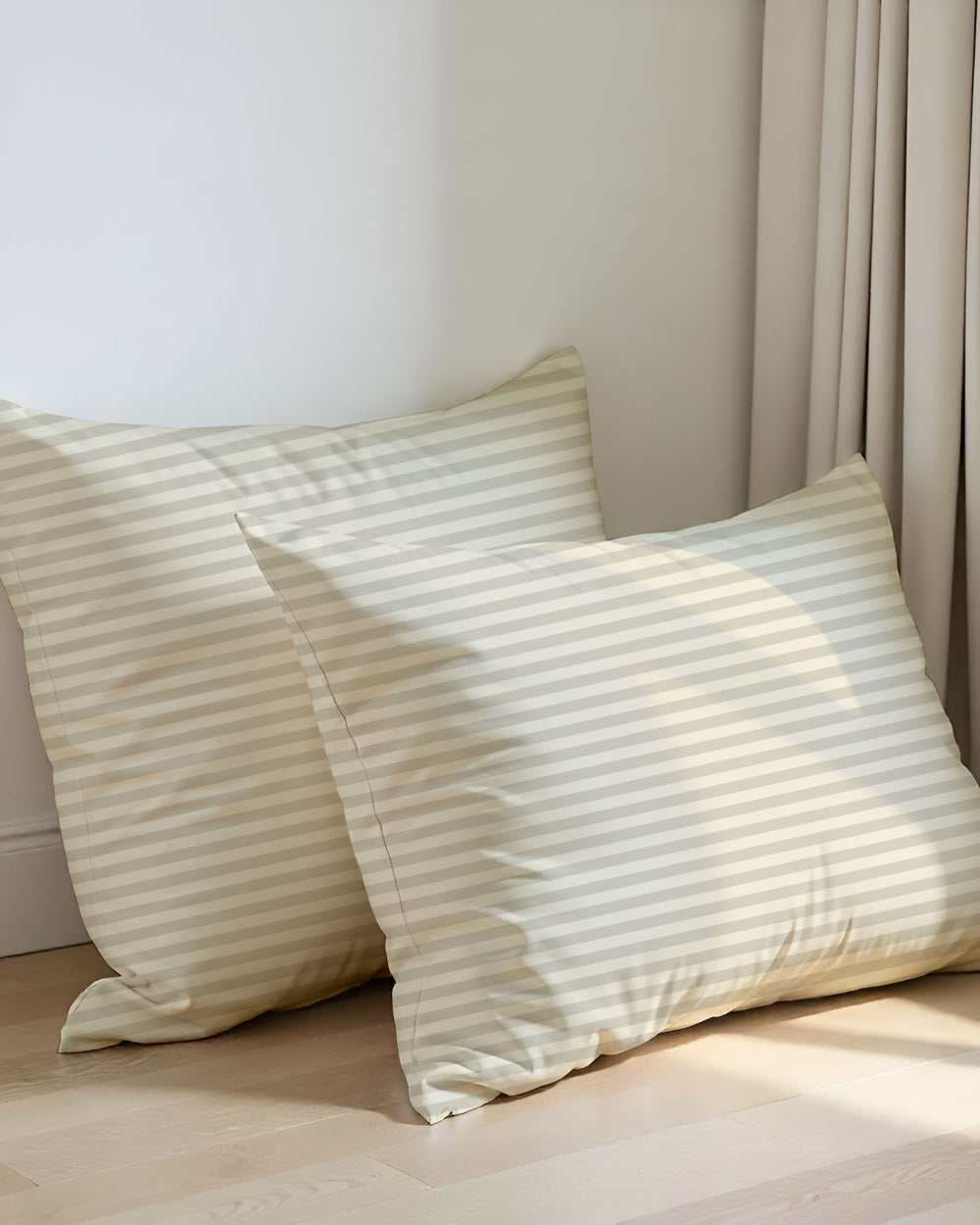 Butterscotch Mist Ivory Striped 2 Piece Pillow Covers-Pillowcases-Cottingon-Slumber Sphere