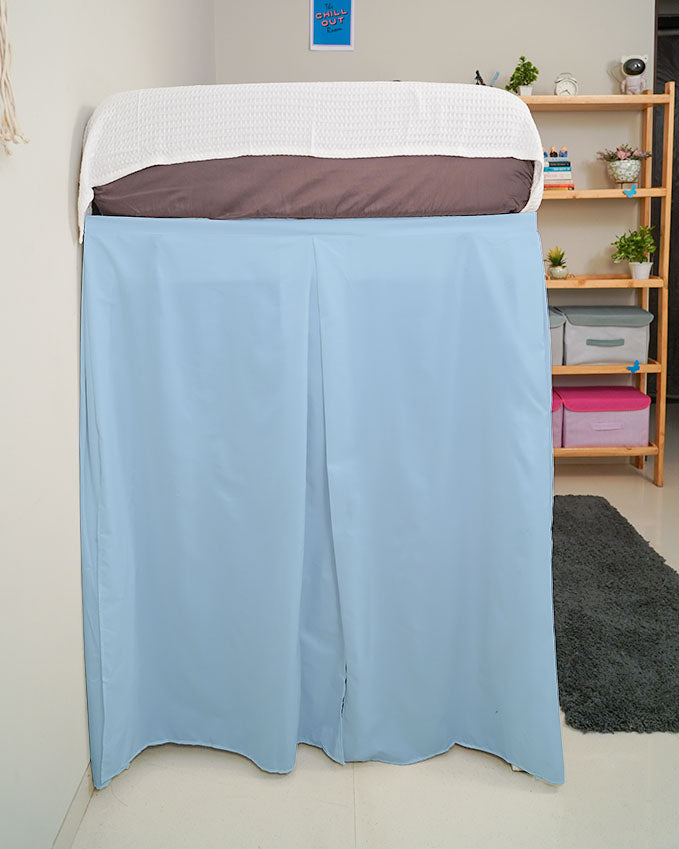 SmartPleat – Microfiber 1 Piece Pleated Dorm Bed Skirt - Light Blue-Bed Skirts-Shreem Linen-Slumber Sphere
