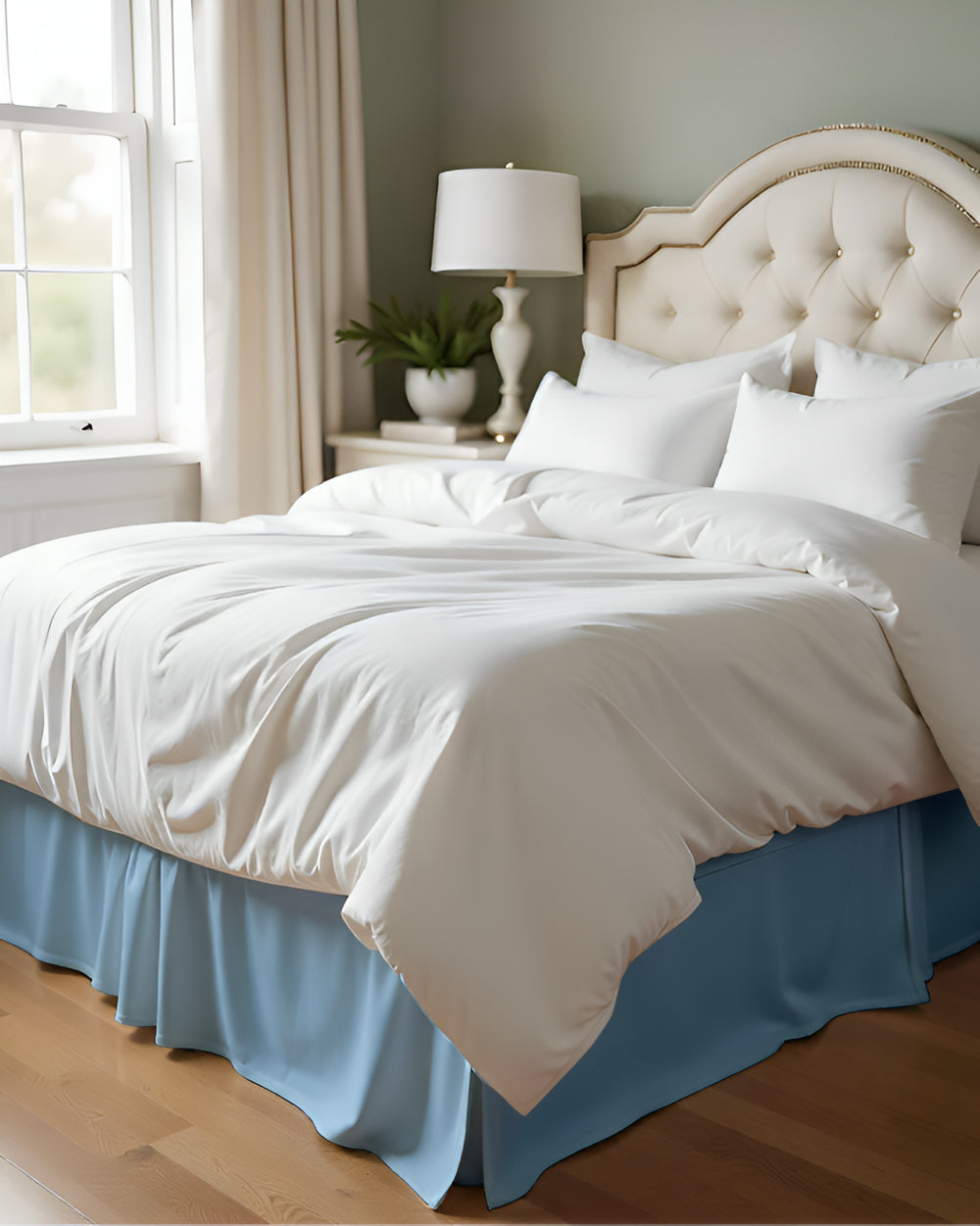 Neatflair Pleated Bed Skirt- 1 Piece, Light Blue-Bed Skirts-Shreem Linen-Slumber Sphere