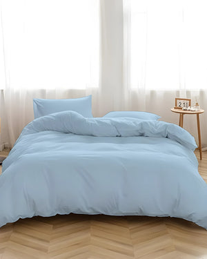 DreamHaven – Breathable & Beautiful 3 Piece Cotton Duvet Cover - Light Blue-Bed Layers-Cottington Lane-Slumber Sphere