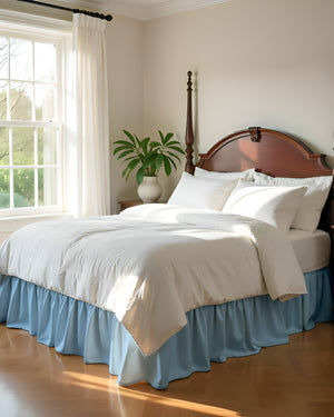 Serene Horizon- Ultra-Soft Microfiber Ruffled Bed Skirt- Light Blue-Bed Skirts-Shreem Linen-Slumber Sphere