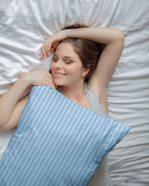 SkyWhisper Light Blue Striped 2 Piece Pillow Covers-Pillowcases-Cottingon-Slumber Sphere
