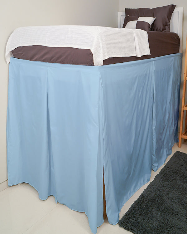 SmartPleat – Microfiber 1 Piece Pleated Dorm Bed Skirt - Light Blue-Bed Skirts-Shreem Linen-Slumber Sphere