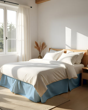 Neatflair Pleated Bed Skirt- 1 Piece, Light Blue-Bed Skirts-Shreem Linen-Slumber Sphere