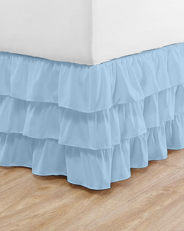GraceLoom Tiered Ruffle Bed Skirt, Light Blue-Bed Skirts-Shreem Linen-Slumber Sphere