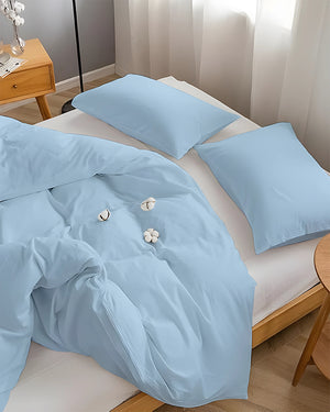 DreamHaven – Breathable & Beautiful 3 Piece Cotton Duvet Cover - Light Blue-Bed Layers-Cottington Lane-Slumber Sphere