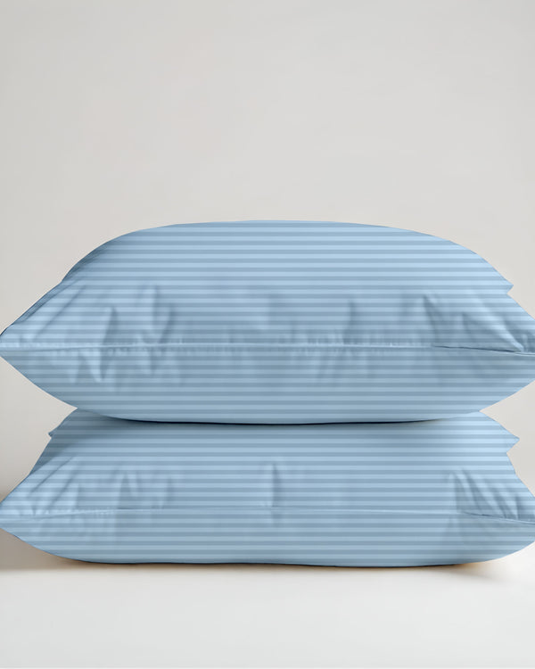 SkyWhisper Light Blue Striped 2 Piece Pillow Covers-Pillowcases-Cottingon-Slumber Sphere