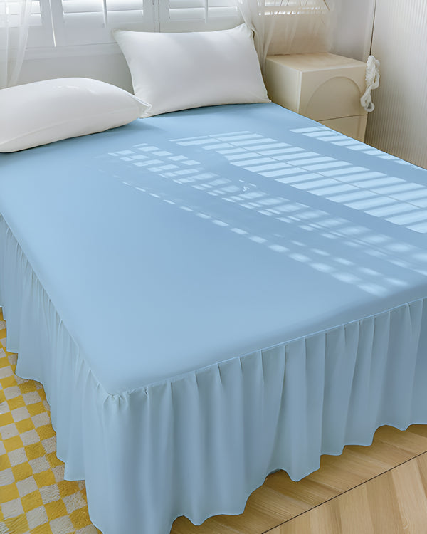 Serene Horizon- Ultra-Soft Microfiber Ruffled Bed Skirt- Light Blue-Bed Skirts-Shreem Linen-Slumber Sphere