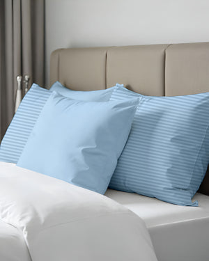 SkyWhisper Light Blue Striped 2 Piece Pillow Covers-Pillowcases-Cottingon-Slumber Sphere