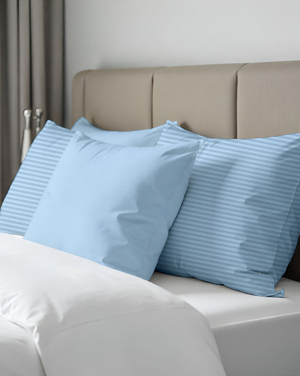 SkyWhisper Light Blue Striped 2 Piece Pillow Covers-Pillowcases-Cottingon-Slumber Sphere