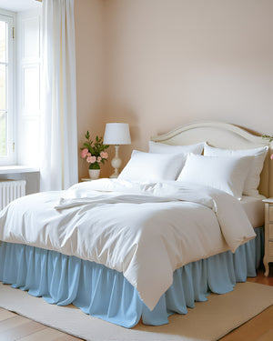 Serene Horizon- Ultra-Soft Microfiber Ruffled Bed Skirt- Light Blue-Bed Skirts-Shreem Linen-Slumber Sphere