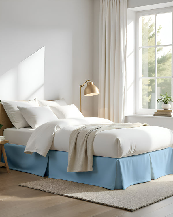 Neatflair Pleated Bed Skirt- 1 Piece, Light Blue-Bed Skirts-Shreem Linen-Slumber Sphere
