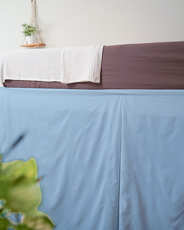 SmartPleat – Microfiber 1 Piece Pleated Dorm Bed Skirt - Light Blue-Bed Skirts-Shreem Linen-Slumber Sphere