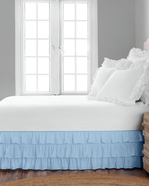 GraceLoom Tiered Ruffle Bed Skirt, Light Blue-Bed Skirts-Shreem Linen-Slumber Sphere