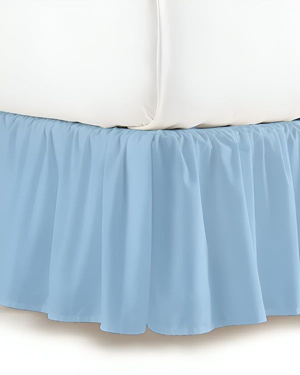 Serene Horizon- Ultra-Soft Microfiber Ruffled Bed Skirt- Light Blue-Bed Skirts-Shreem Linen-Slumber Sphere