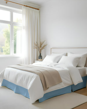 Neatflair Pleated Bed Skirt- 1 Piece, Light Blue-Bed Skirts-Shreem Linen-Slumber Sphere