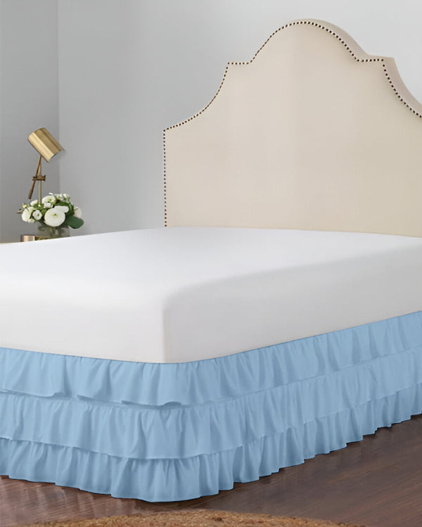 GraceLoom Tiered Ruffle Bed Skirt, Light Blue-Bed Skirts-Shreem Linen-Slumber Sphere