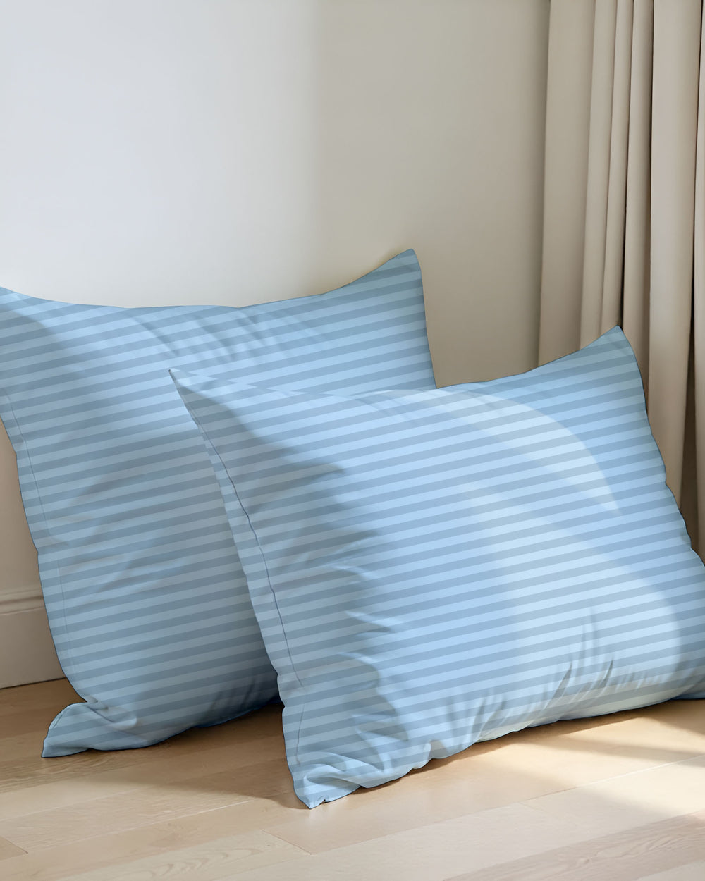 SkyWhisper Light Blue Striped 2 Piece Pillow Covers-Pillowcases-Cottingon-Slumber Sphere