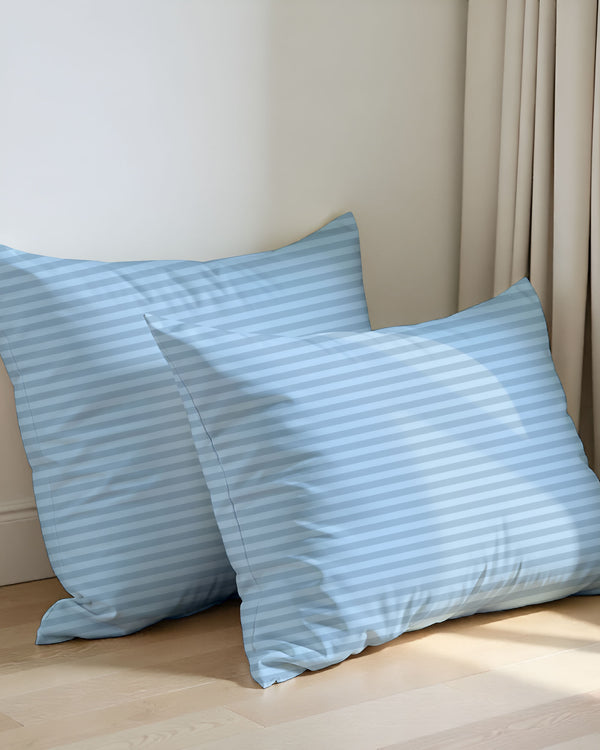 SkyWhisper Light Blue Striped 2 Piece Pillow Covers-Pillowcases-Cottingon-Slumber Sphere