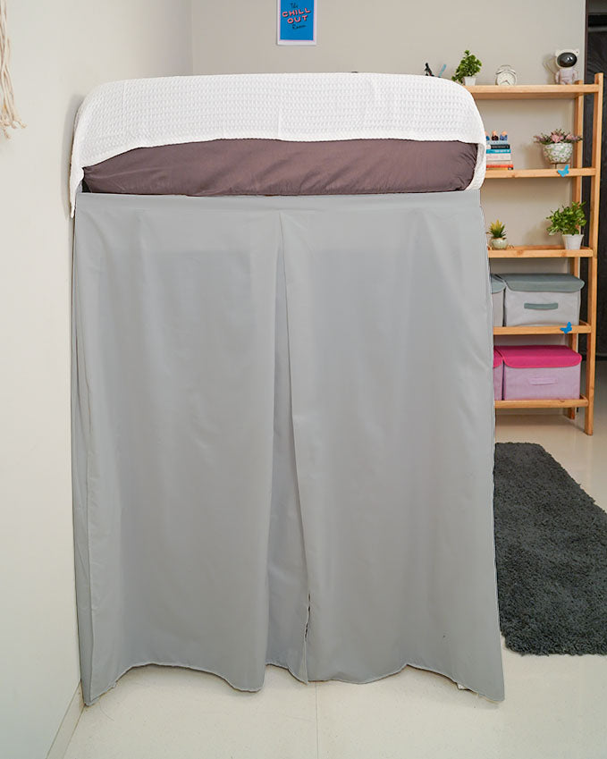 SmartPleat – Microfiber 1 Piece Pleated Dorm Bed Skirt - Light Grey-Bed Skirts-Shreem Linen-Slumber Sphere