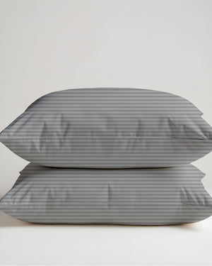 Silver Drift Light Grey Striped 2 Piece Pillow Covers-Pillowcases-Cottingon-Slumber Sphere