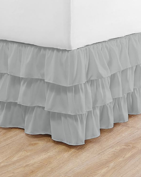 GraceLoom Tiered Ruffle Bed Skirt, Light Gray-Bed Skirts-Shreem Linen-Slumber Sphere
