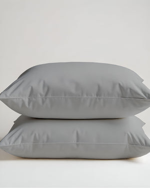 CloudCotton - Set of 2 Piece Pillow Cover with Subtle Shine & Gentle Texture in Light Grey-Pillowcases-Cottingon-Slumber Sphere