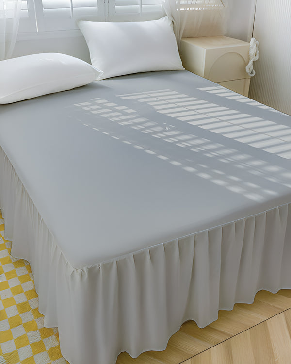 Coastal Soothe- Ultra-Soft Microfiber Ruffled Bed Skirt- Light Gray-Bed Skirts-Shreem Linen-Slumber Sphere