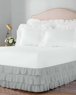 GraceLoom Tiered Ruffle Bed Skirt, Light Gray-Bed Skirts-Shreem Linen-Slumber Sphere
