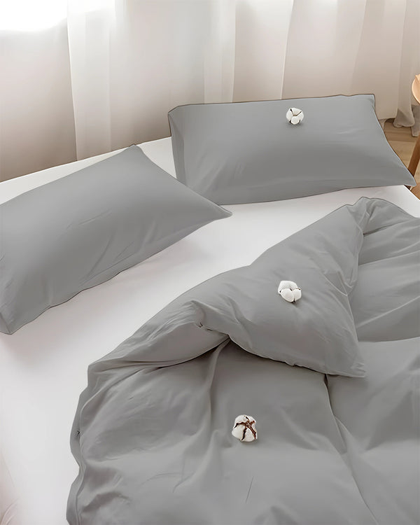 DreamHaven – Breathable & Beautiful 3 Piece Cotton Duvet Cover - Light Gray-Bed Layers-Cottington Lane-Slumber Sphere
