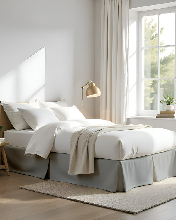 Neatflair Pleated Bed Skirt- 1 Piece, Light Gray-Bed Skirts-Shreem Linen-Slumber Sphere