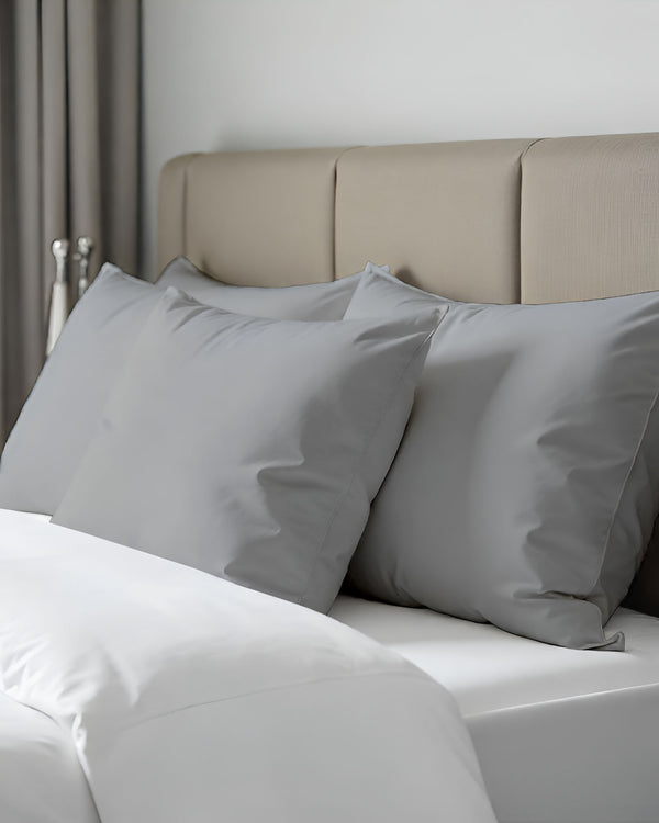 CloudCotton - Set of 2 Piece Pillow Cover with Subtle Shine & Gentle Texture in Light Grey-Pillowcases-Cottingon-Slumber Sphere