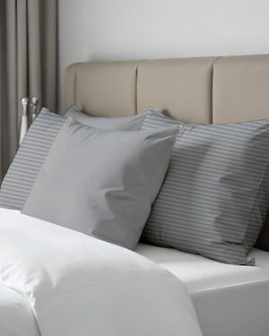 Silver Drift Light Grey Striped 2 Piece Pillow Covers-Pillowcases-Cottingon-Slumber Sphere