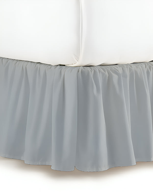 Coastal Soothe- Ultra-Soft Microfiber Ruffled Bed Skirt- Light Gray-Bed Skirts-Shreem Linen-Slumber Sphere