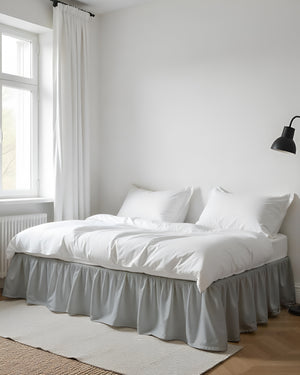 Silver Mist Daybed Skirt – Soft Light Grey Ruffle-Bed Skirts-Shreem Linen-Slumber Sphere