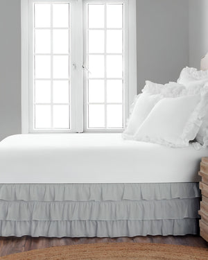 GraceLoom Tiered Ruffle Bed Skirt, Light Gray-Bed Skirts-Shreem Linen-Slumber Sphere