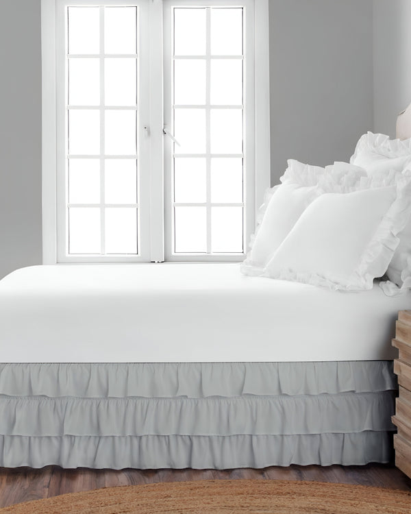 GraceLoom Tiered Ruffle Bed Skirt, Light Gray-Bed Skirts-Shreem Linen-Slumber Sphere