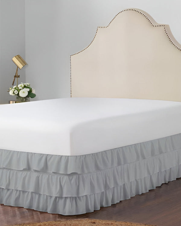 GraceLoom Tiered Ruffle Bed Skirt, Light Gray-Bed Skirts-Shreem Linen-Slumber Sphere