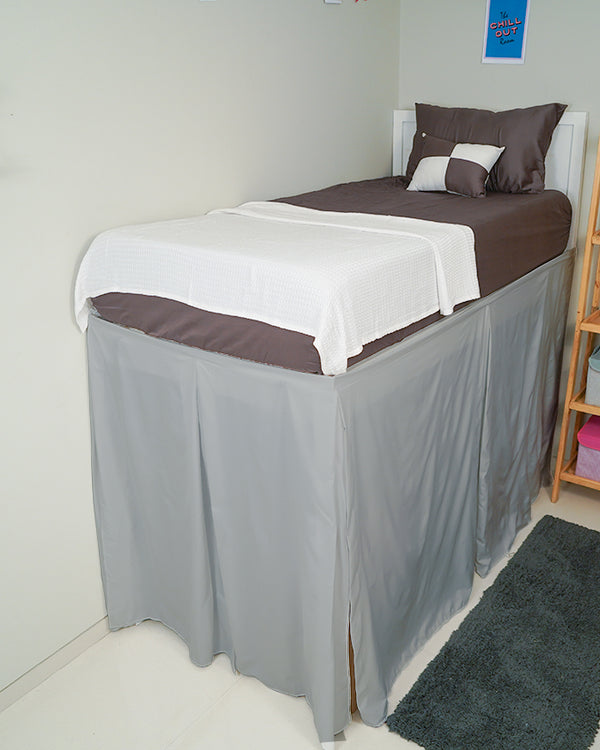 SmartPleat – Microfiber 1 Piece Pleated Dorm Bed Skirt - Light Grey-Bed Skirts-Shreem Linen-Slumber Sphere