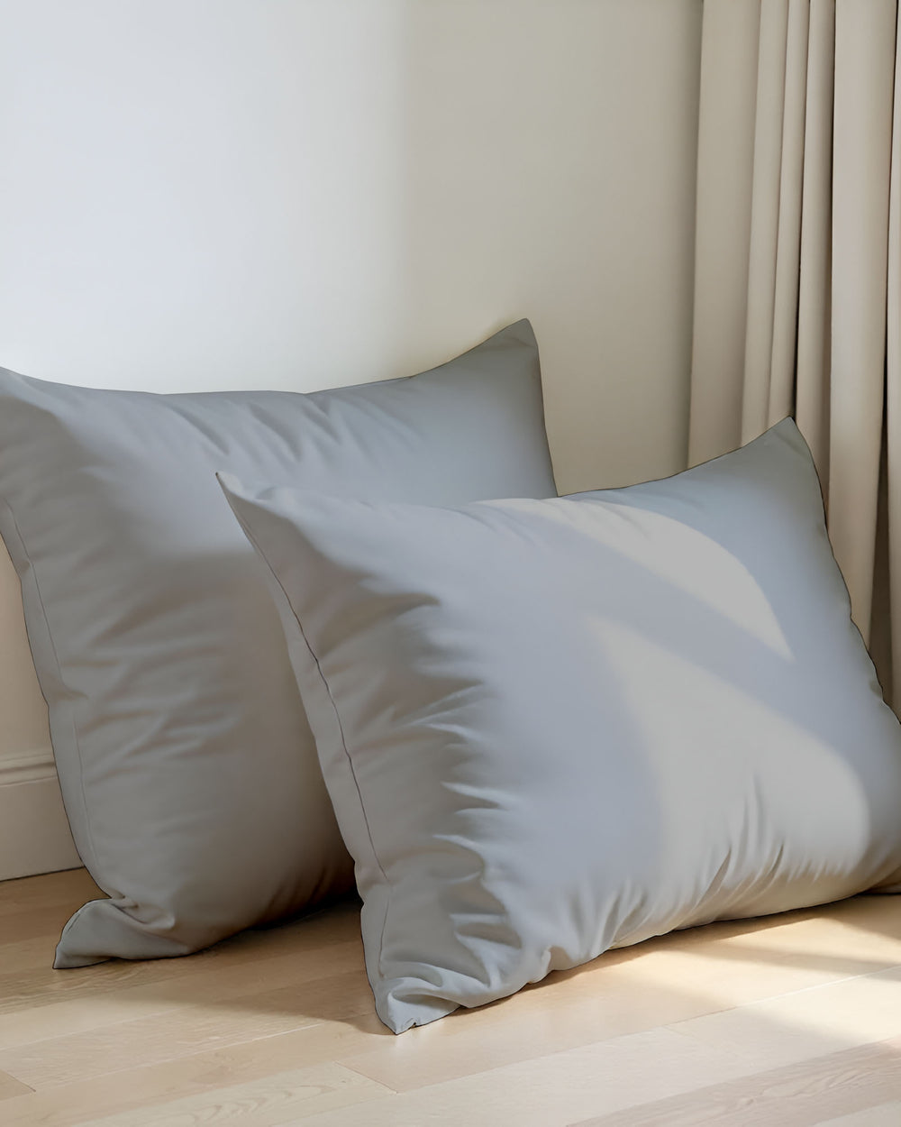CloudCotton - Set of 2 Piece Pillow Cover with Subtle Shine & Gentle Texture in Light Grey-Pillowcases-Cottingon-Slumber Sphere