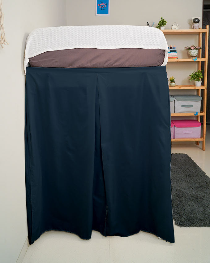 SmartPleat – Microfiber 1 Piece Pleated Dorm Bed Skirt - Navy Blue-Bed Skirts-Shreem Linen-Slumber Sphere