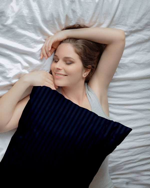 Midnight Coast Navy Striped 2 Piece Pillow Covers-Pillowcases-Cottingon-Slumber Sphere