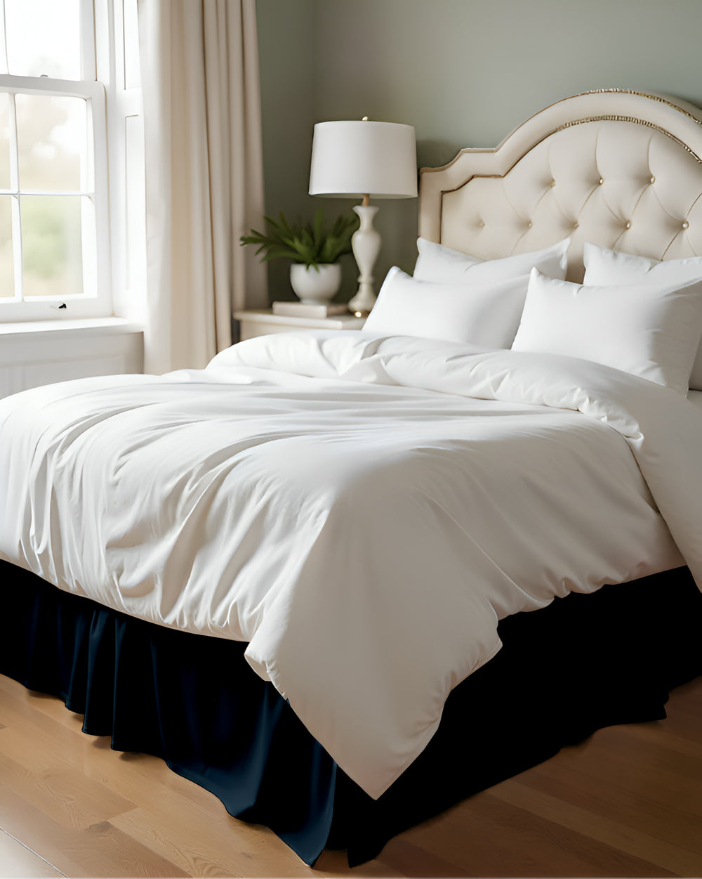 Neatflair Pleated Bed Skirt- 1 Piece, Navy Blue-Bed Skirts-Shreem Linen-Slumber Sphere