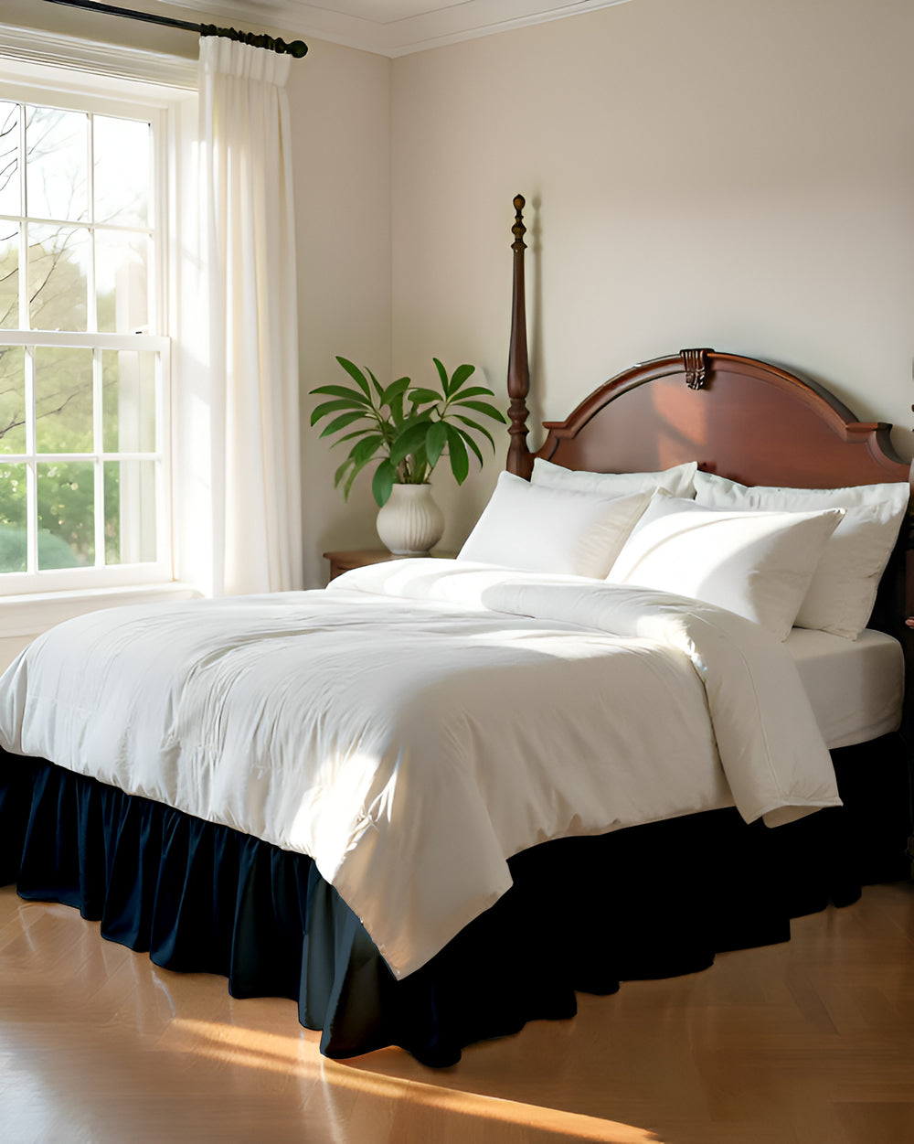 Midnight Sky- Ultra-Soft Microfiber Ruffled Bed Skirt- Navy Blue-Bed Skirts-Shreem Linen-Slumber Sphere