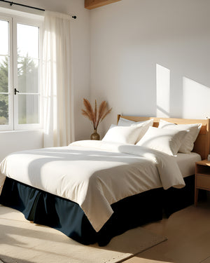 Neatflair Pleated Bed Skirt- 1 Piece, Navy Blue-Bed Skirts-Shreem Linen-Slumber Sphere